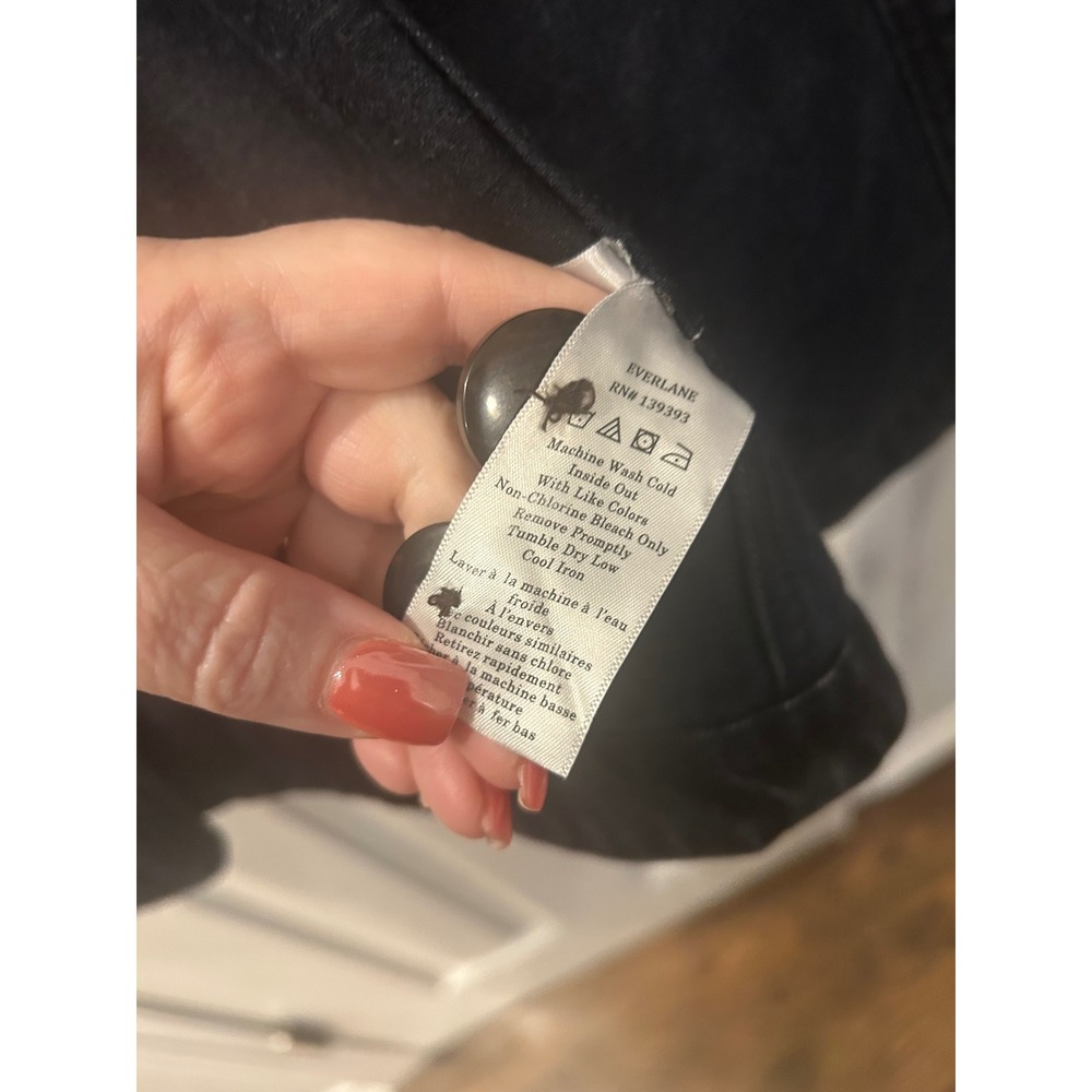 Everlane Denim Jacket Black Collarless Button Front Minimalist Utility Coat - Picture 4 of 5
